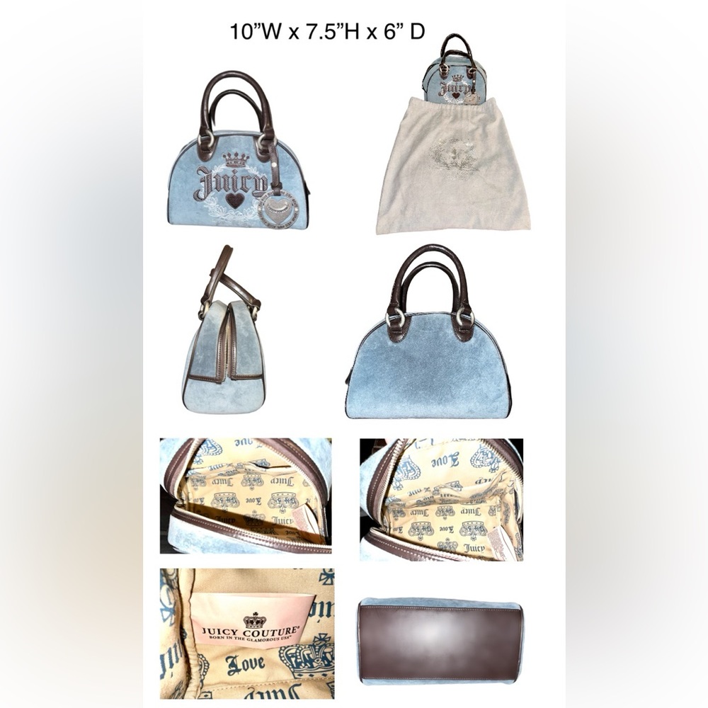 Juicy Couture Mini Lt Blue Suede Tote Purse Bag barely used in Excellent Cond.